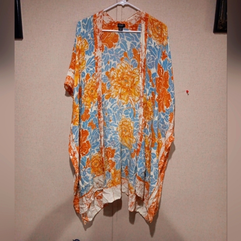 Rafe Accesorio Orange and Blue Boxy Short Sleeve Tunic